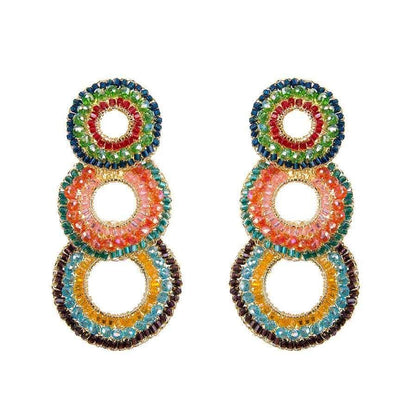 Multicolor & Gold Gush Handmade Crochet Earrings