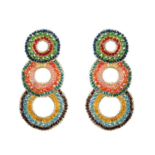 Multicolor & Gold Gush Handmade Crochet Earrings