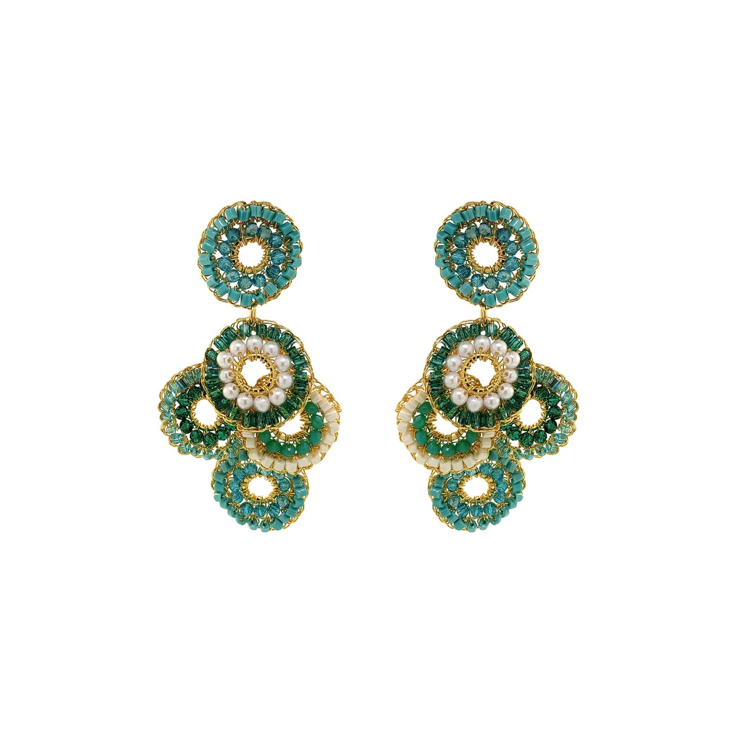 Ocean Teal Mix Coco Handmade Crochet Earrings
