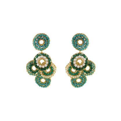 Ocean Teal Mix Coco Handmade Crochet Earrings