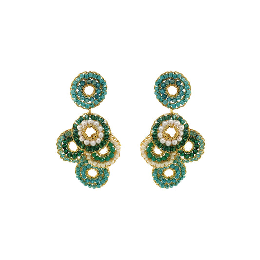 Ocean Teal Mix Coco Handmade Crochet Earrings