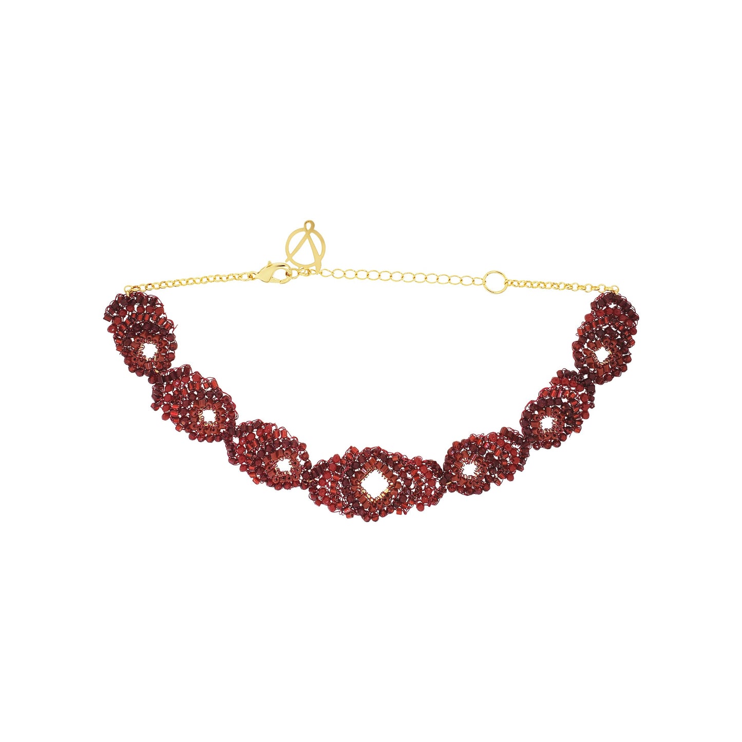 Cherry Red Mix Puzzle Chocker Handmade Crochet Necklace