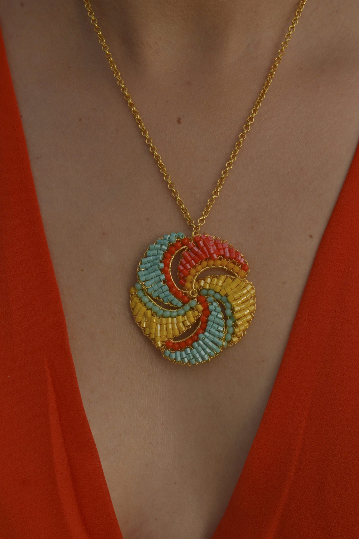 Summer Vibe Mix Siren Pendant Handmade Crochet Necklace