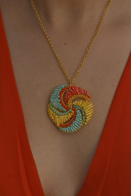 Summer Vibe Mix Siren Pendant Handmade Crochet Necklace