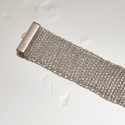 All Silver Mesh Handmade Crochet Bracelet