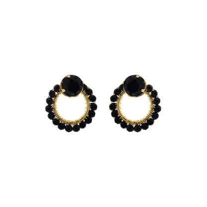 Black & Gold Lena Mini Post Handmade Crochet Earring