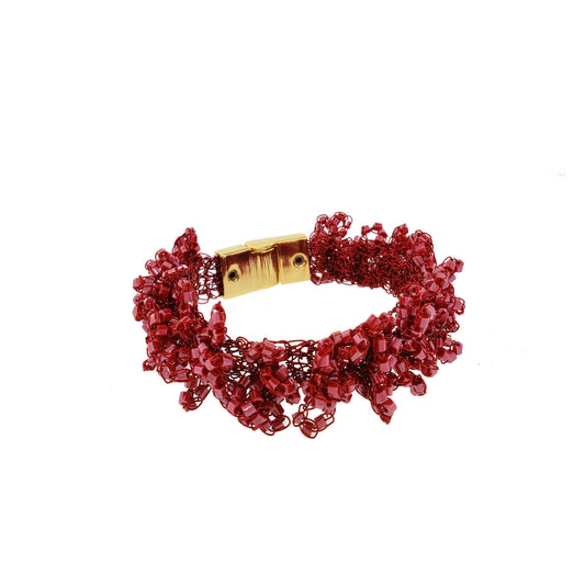 Red Velvet Mix Drizzle Handmade Crochet Bracelet