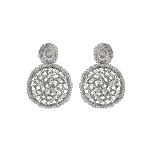 Clear & Silver Blair Handmade Crochet Earrings