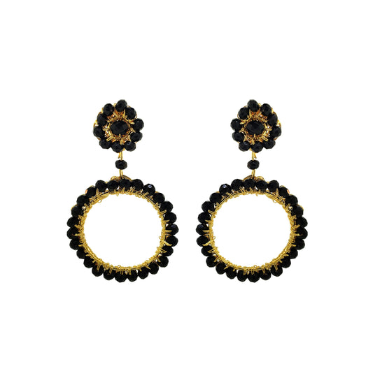 Black & Gold Leah Handmade Crochet Earrings