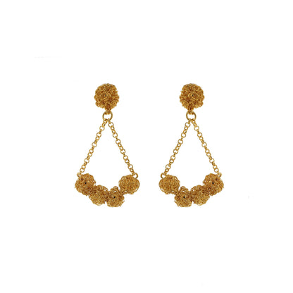 All Gold Dome Dangle Handmade Earrings