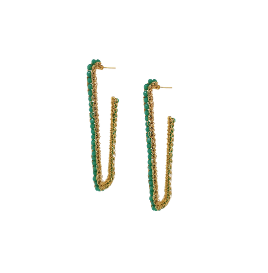 Turquoise & Gold Lilo Hoops Handmade Crochet Earrings