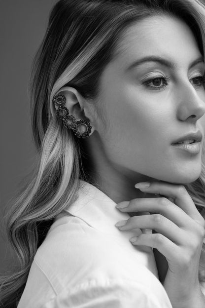 Royal Black Mix Clubs Handmade Crochet Earcuff