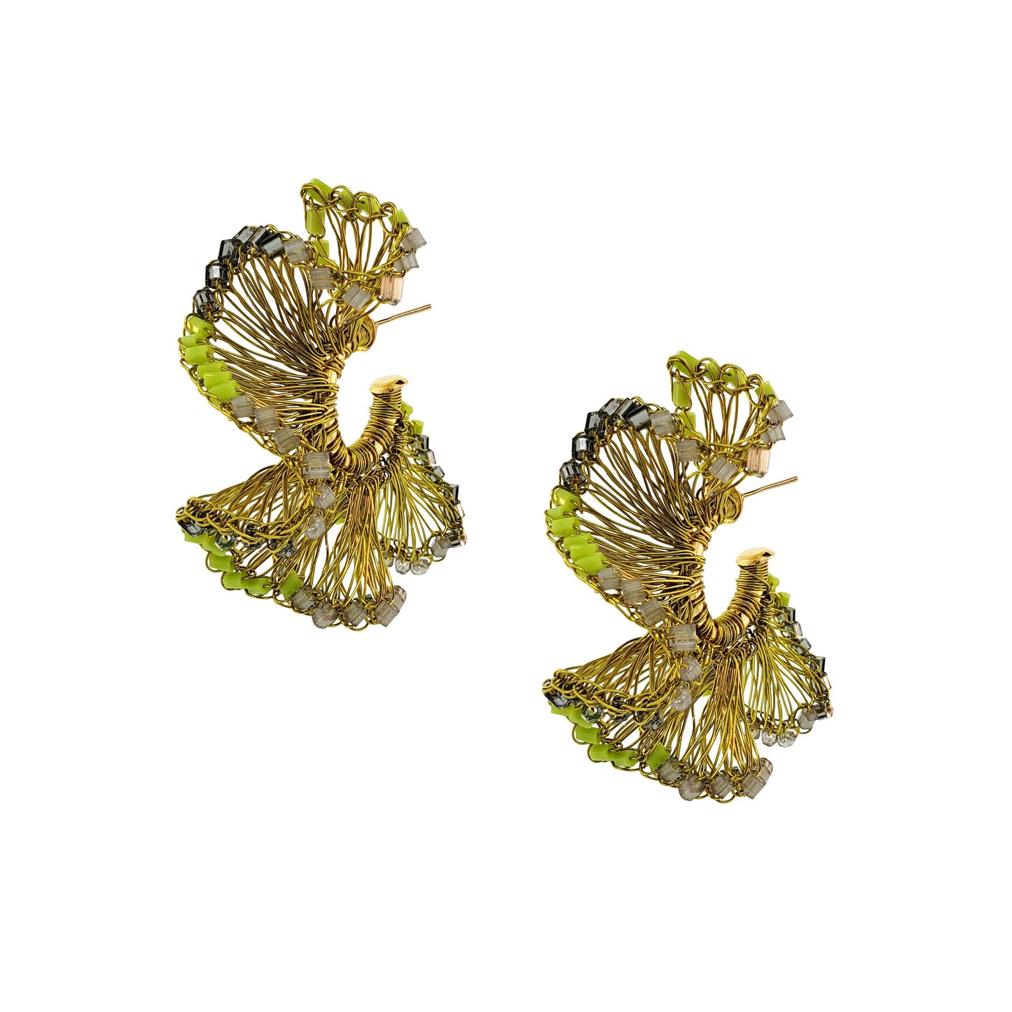 Neon Green Mix Rio Hoops Handmade Crochet Earrings