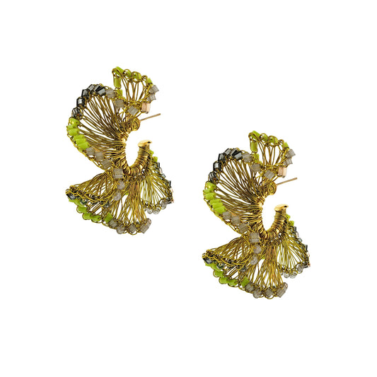 Neon Green Mix Rio Hoops Handmade Crochet Earrings