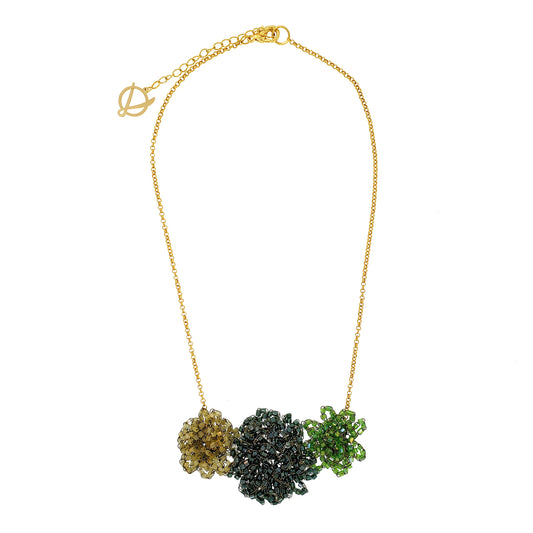 Forest Green Mix Fiori Handmade Crochet Necklace