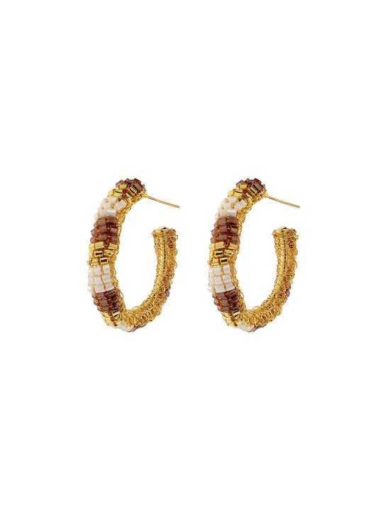 Golden Mix Maya Hoops Handmade Crochet Earrings