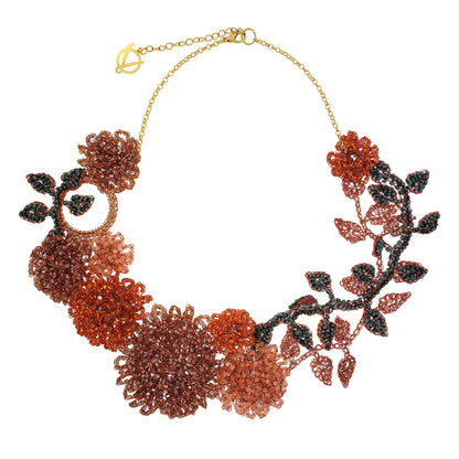 Mystic Amber Mix Fiori Maxi Handmade Crochet Necklace