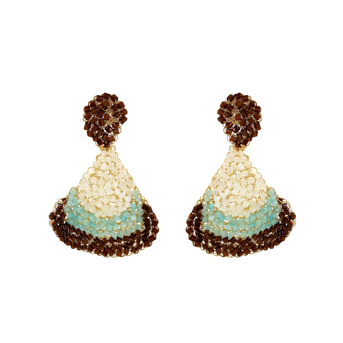 Blue & Brown Mix Delilah Handmade Crochet Earrings