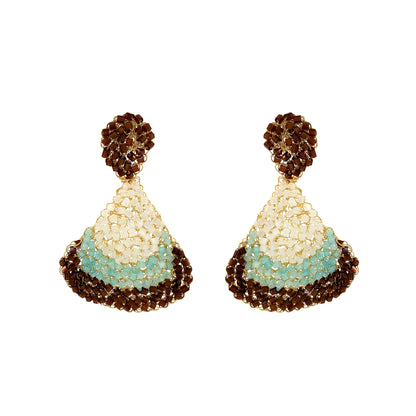 Blue & Brown Mix Delilah Handmade Crochet Earrings