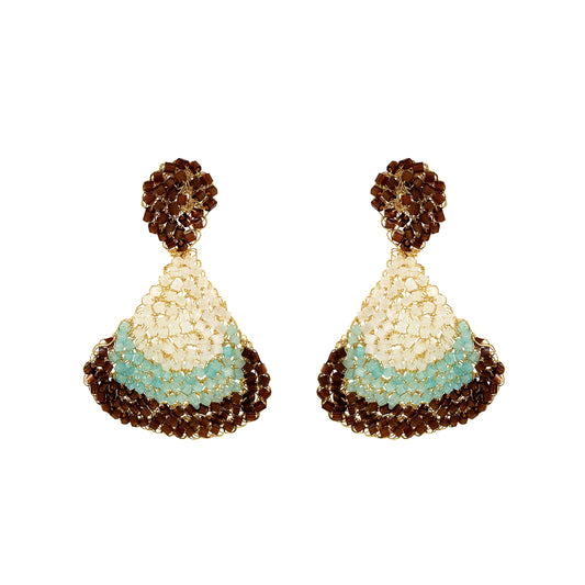 Blue & Brown Mix Delilah Handmade Crochet Earrings