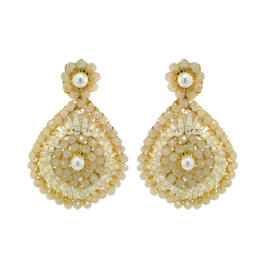 White Howlite Mix Mina Teardrop Handmade Crochet Earrings