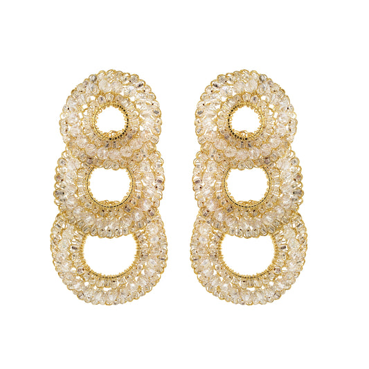 Clear & Gold Gush Handmade Crochet Earrings