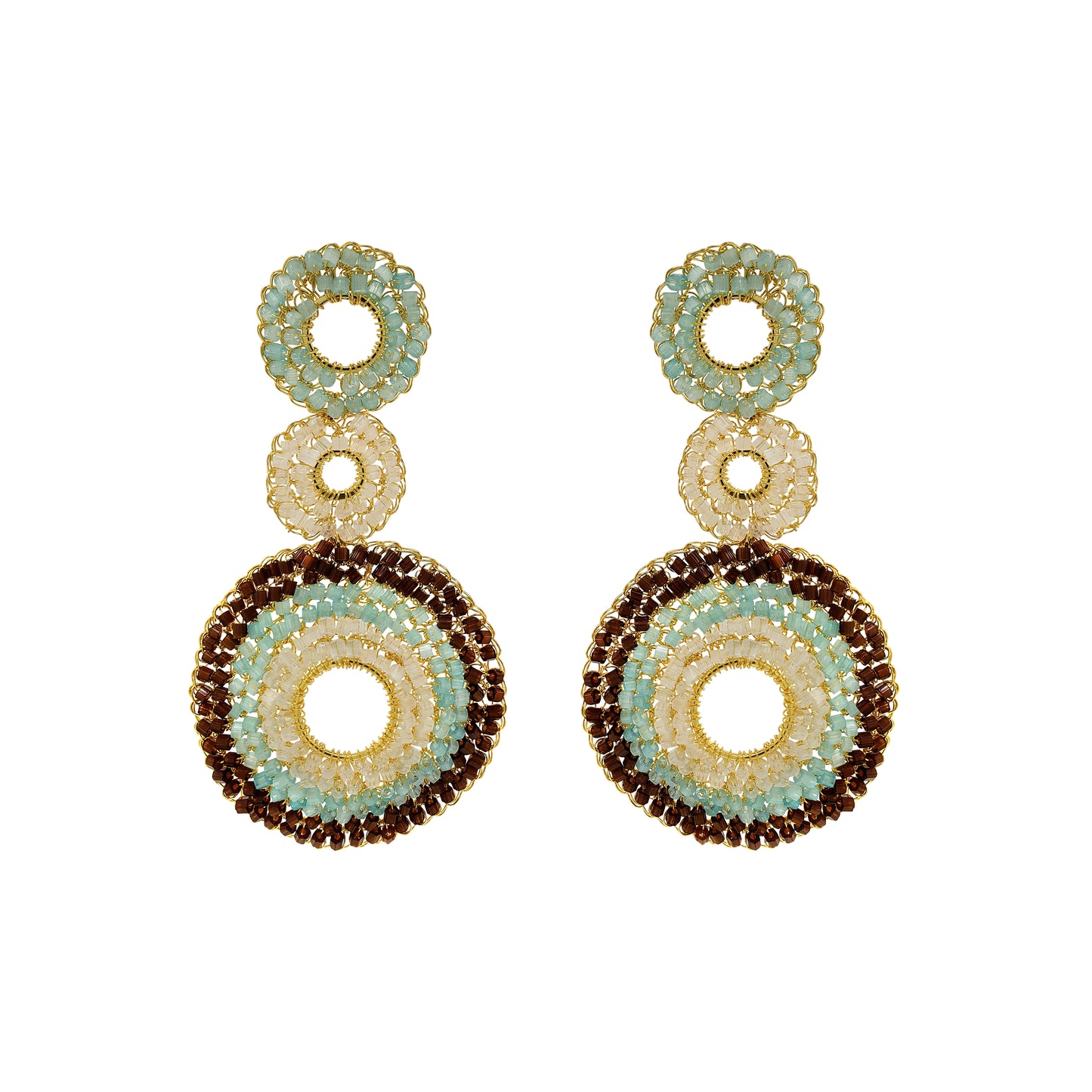 Blue & Brown Mix Gia Handmade Crochet Earrings
