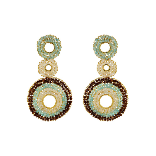 Blue & Brown Mix Gia Handmade Crochet Earrings