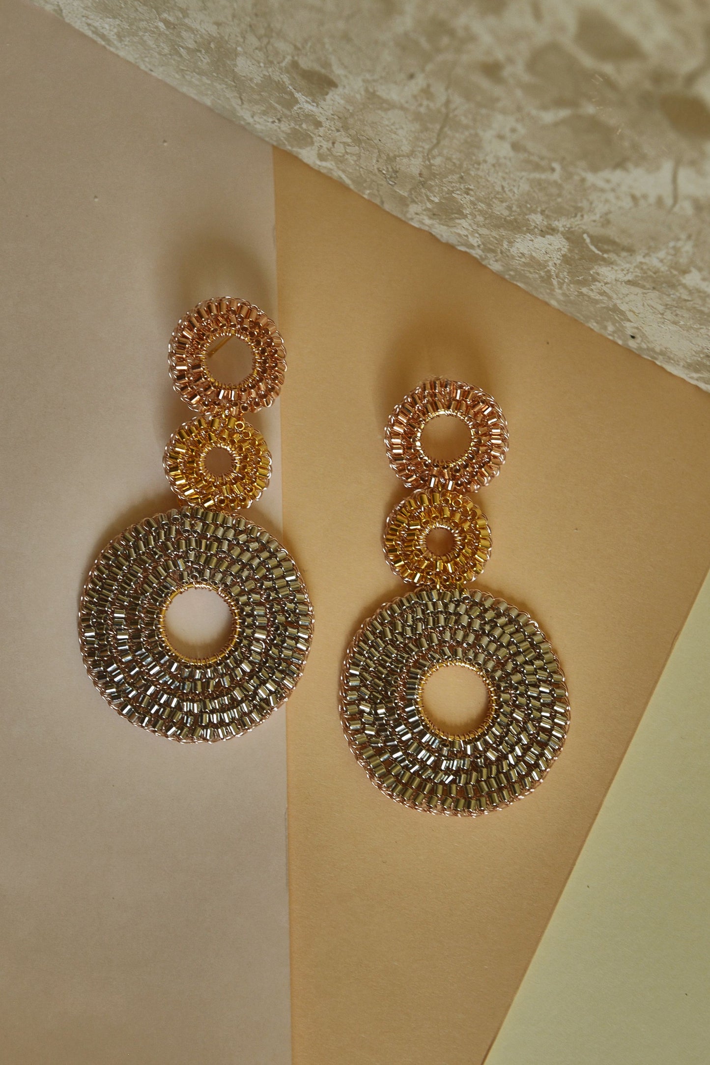 Trio Gold Mix Gia Handmade Earrings