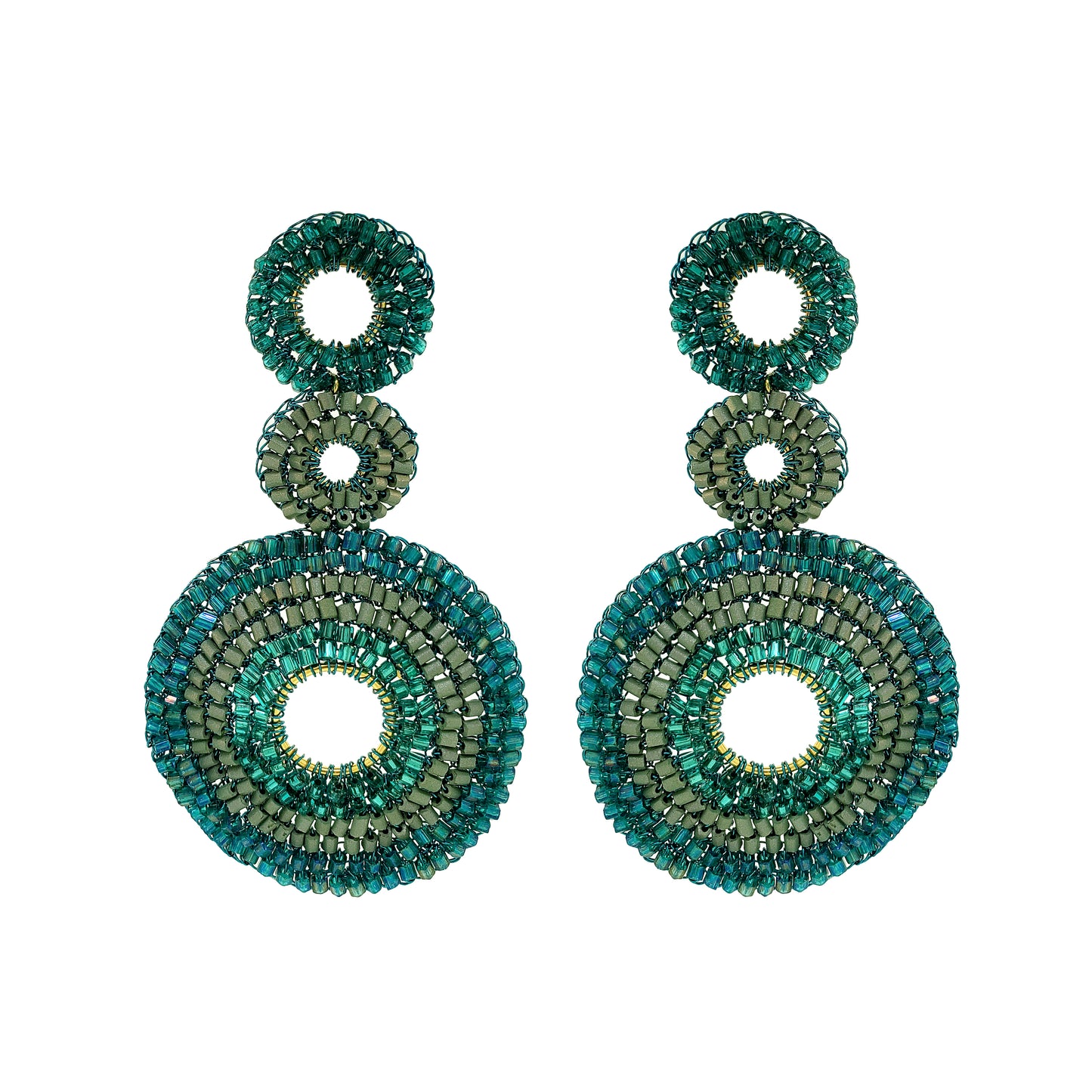 Teal Mix Gia Handmade Cascade Earrings