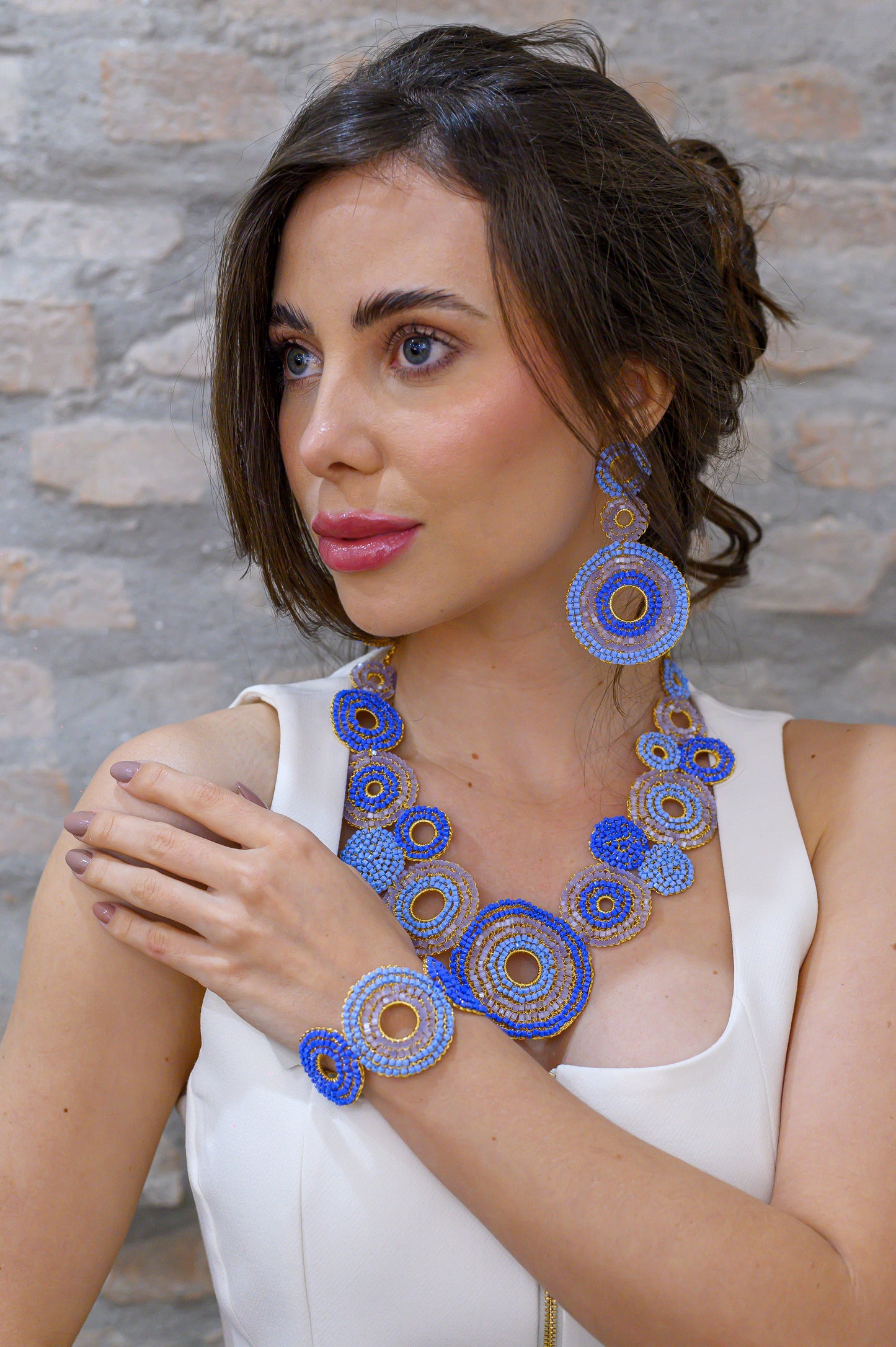 Sky Blue Mix Gia Maxi Handmade Necklace