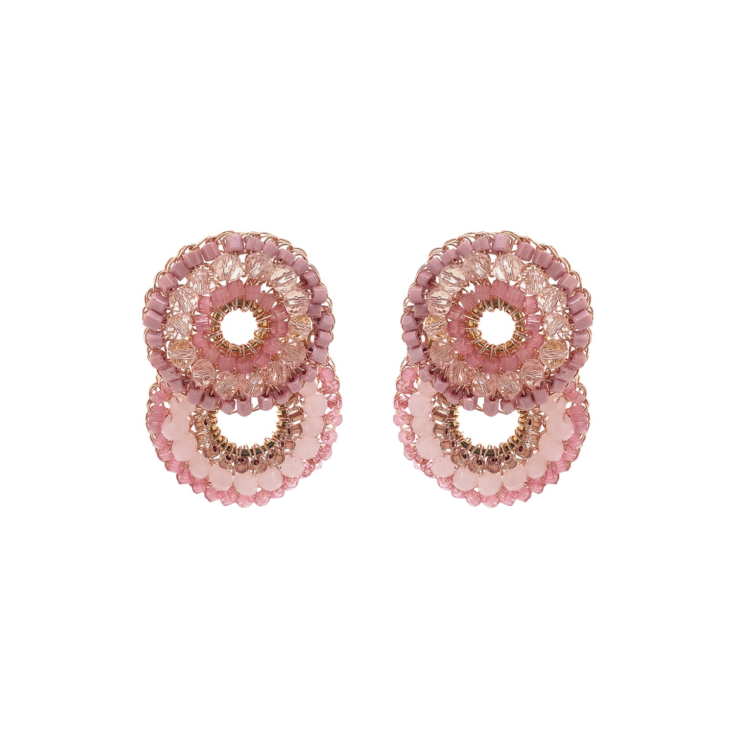 Rose Quartz Mix Gush Small Handmade Crochet Earrings