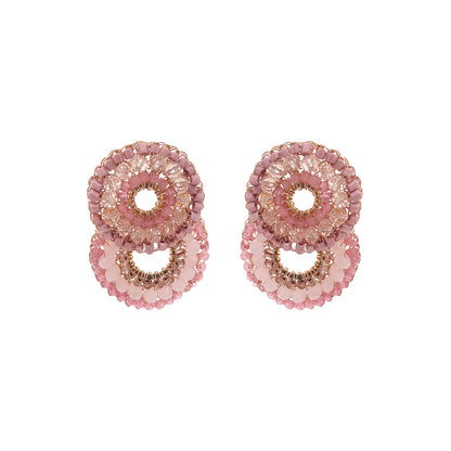 Rose Quartz Mix Gush Small Handmade Crochet Earrings