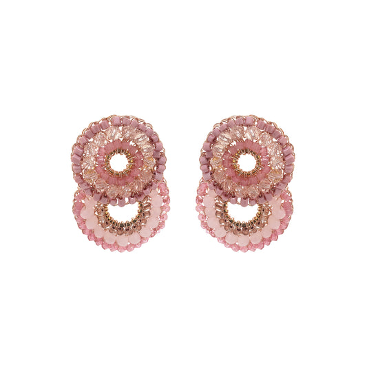 Rose Quartz Mix Gush Small Handmade Crochet Earrings