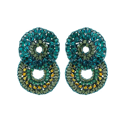 Teal Mix Gush Small Handmade Crochet Earrings