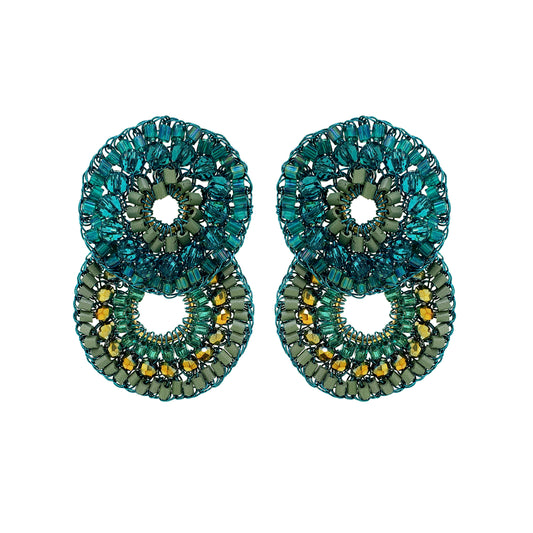 Teal Mix Gush Small Handmade Crochet Earrings