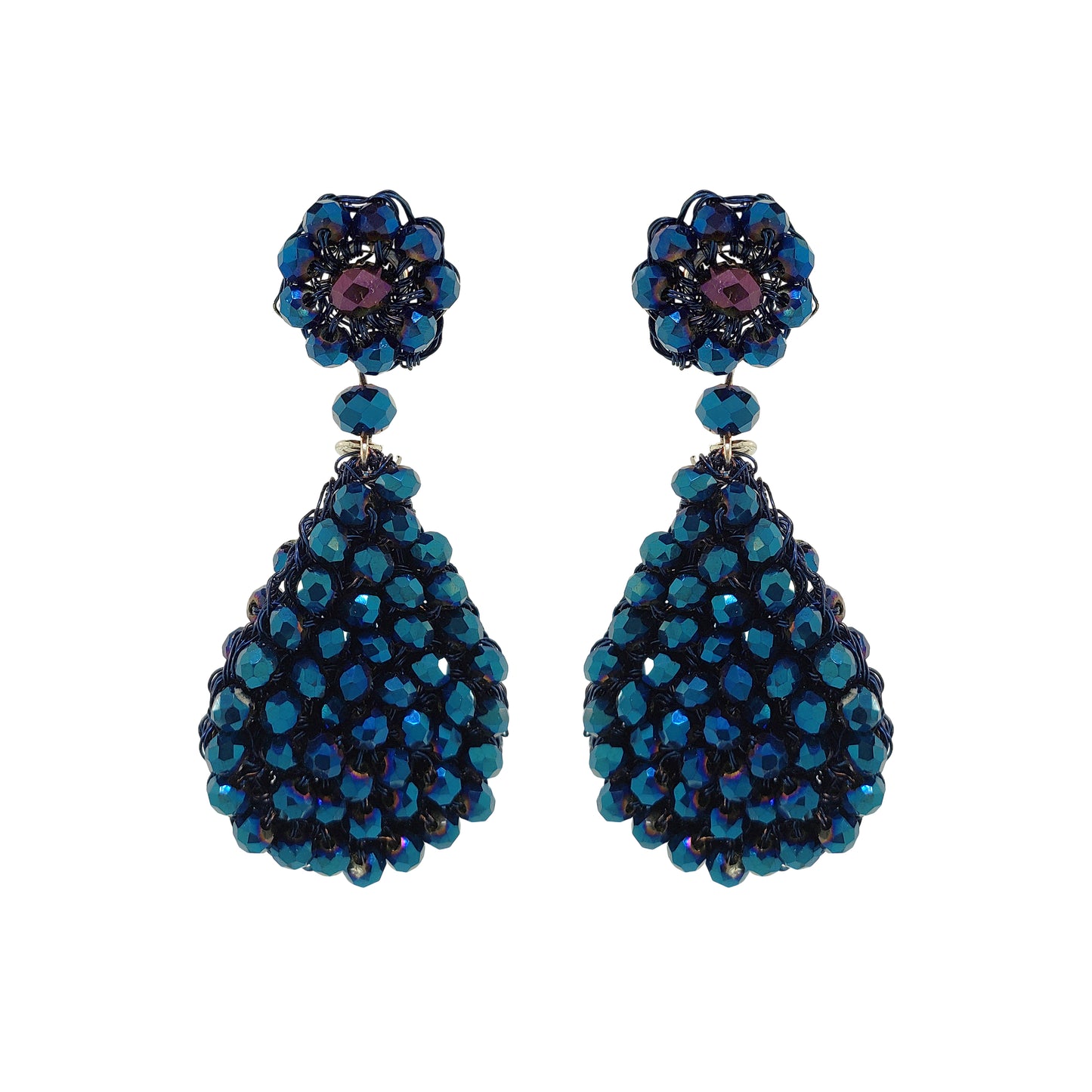 Cobalt Blue Zoelle Drop Handmade Crochet Earrings