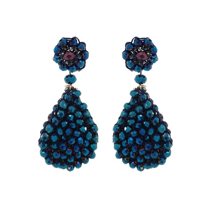 Cobalt Blue Zoelle Drop Handmade Crochet Earrings
