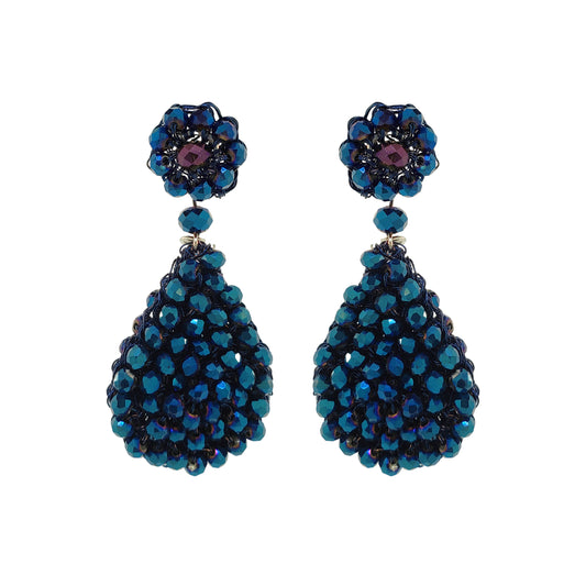 Cobalt Blue Zoelle Drop Handmade Crochet Earrings