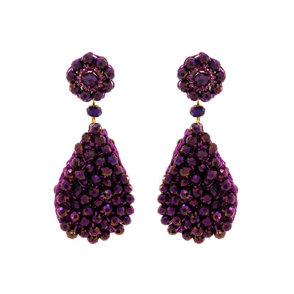 Metallic Purple Zoelle Drop Handmade Crochet Earrings