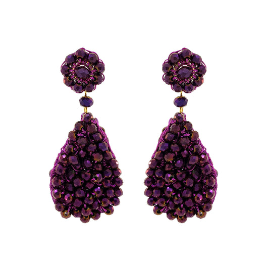Metallic Purple Zoelle Drop Handmade Crochet Earrings