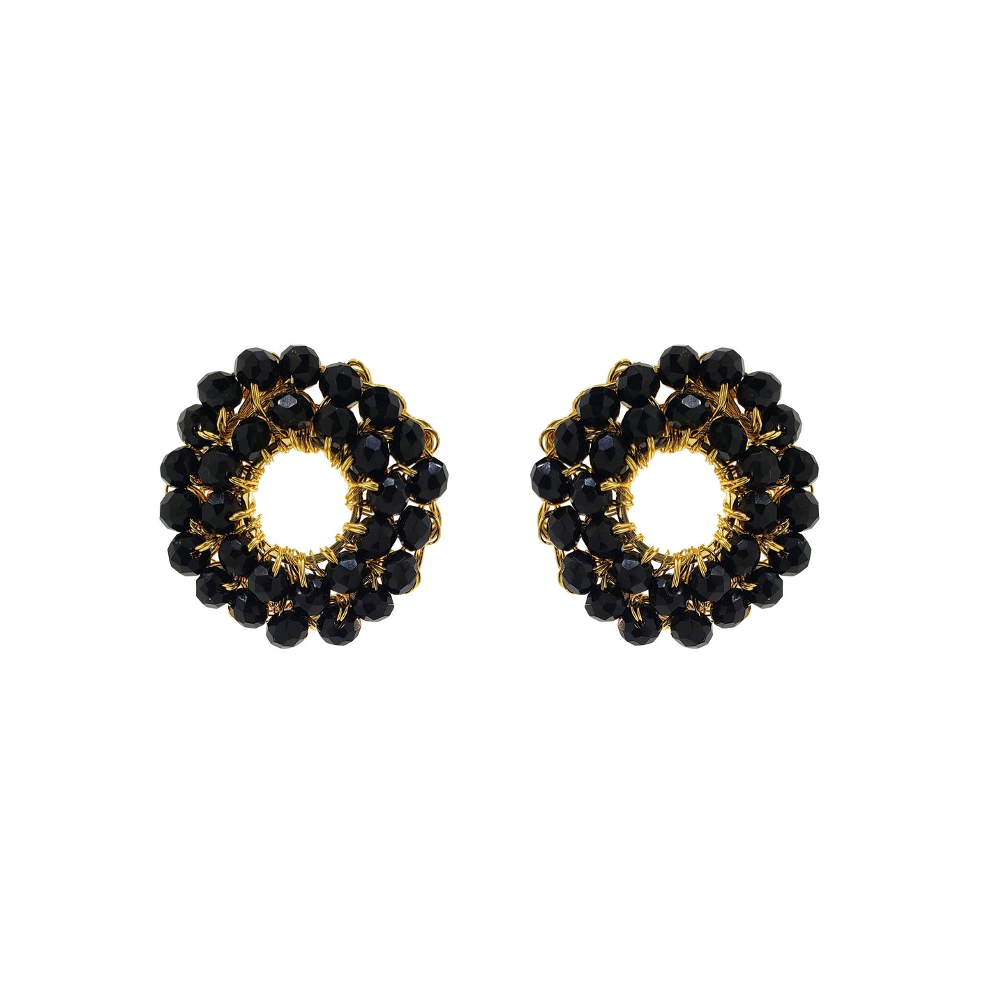 Black & Gold Zoe Post Handmade Crochet Earrings