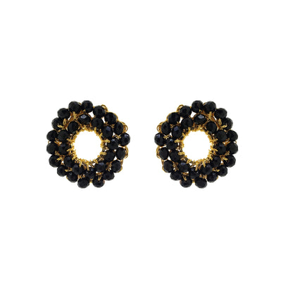 Black & Gold Zoe Post Handmade Crochet Earrings