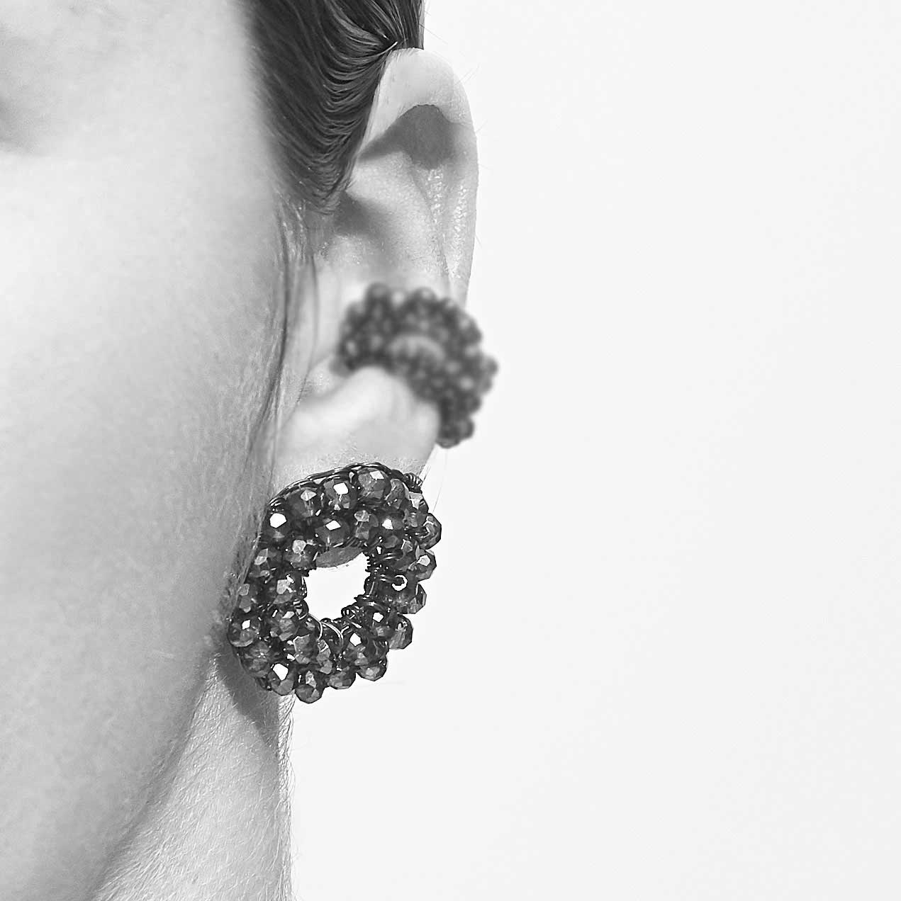 Black & Gold Zoe Post Handmade Crochet Earrings