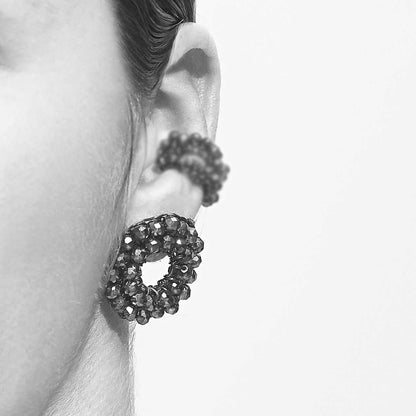 Black & Gold Zoe Post Handmade Crochet Earrings