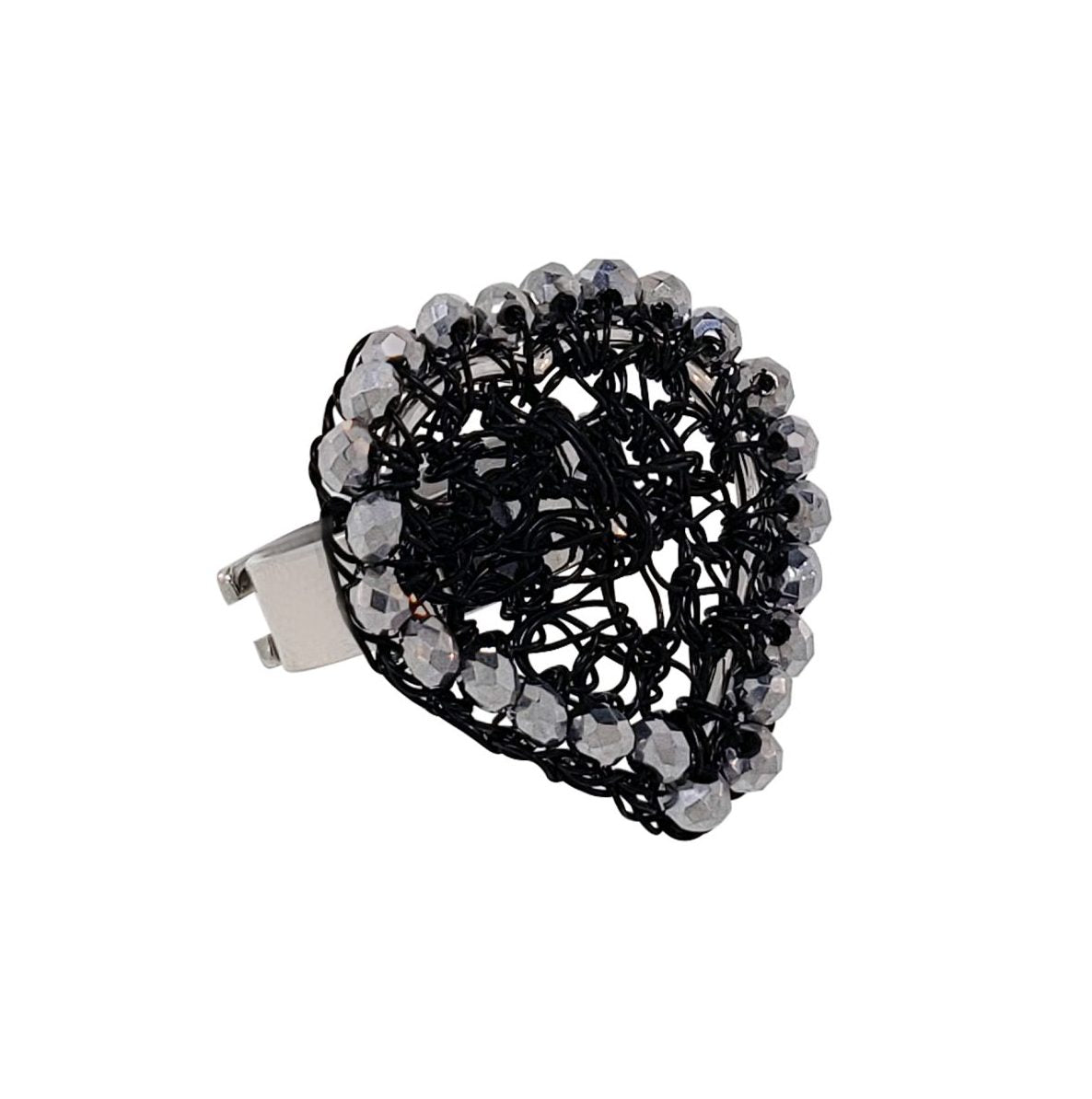 Royal Black Mix Amour Handmade Crochet Ring