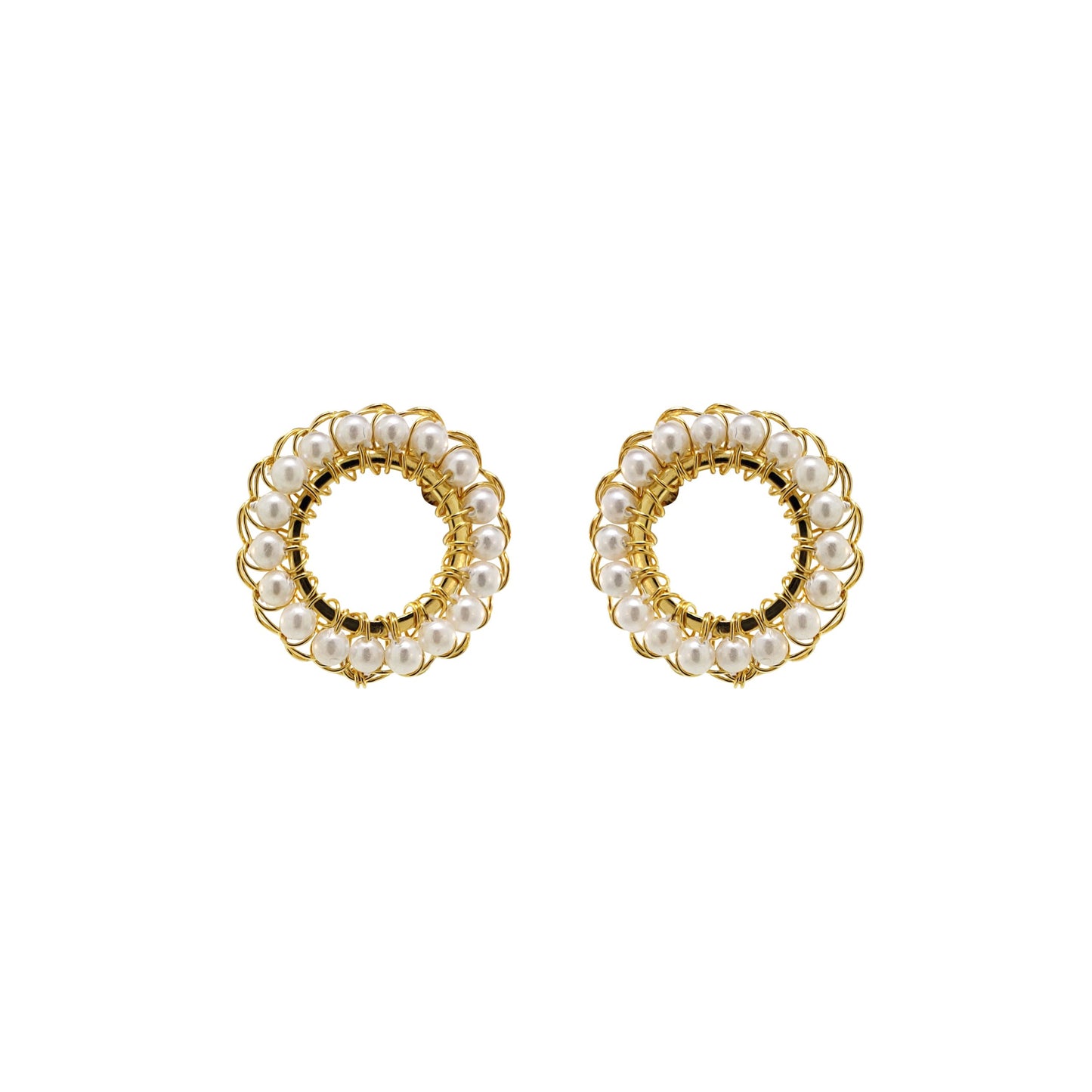 Pearl & Gold Molly Handmade Crochet Earrings