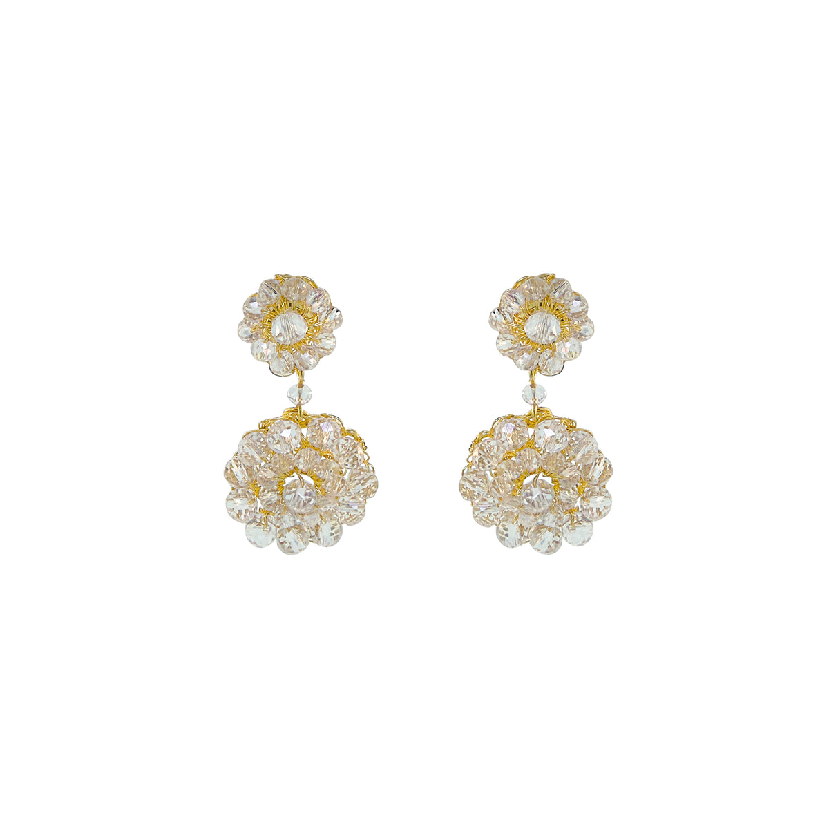 Crystal Drop Mandala Handmade Crochet Earrings