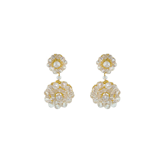 Crystal Drop Mandala Handmade Crochet Earrings