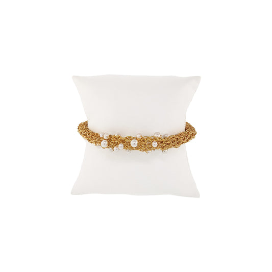 Pearl & Gold Wild Card Handmade Crochet Bracelet